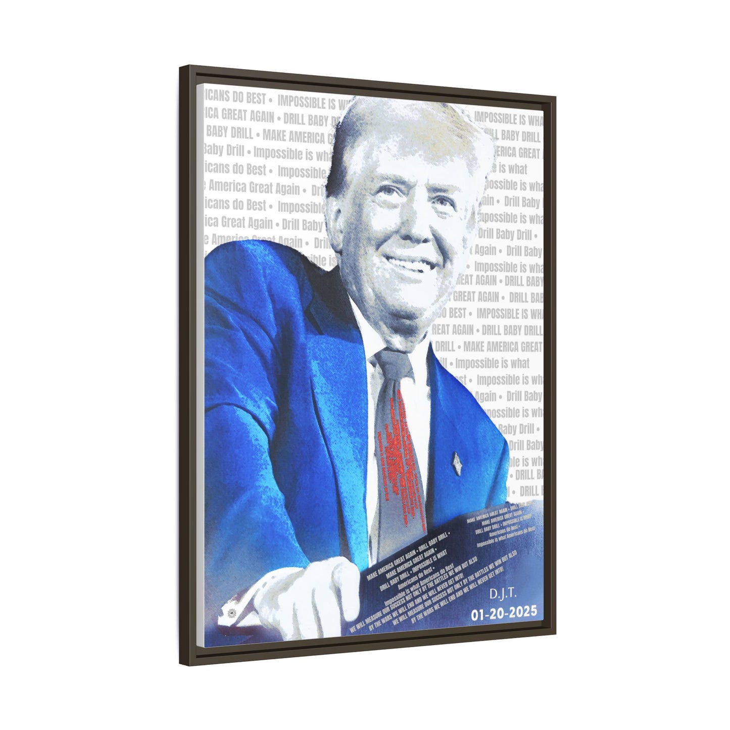 Trump's Inauguration Words 'Impossible is what Americans do Best'  - Framed Canvas