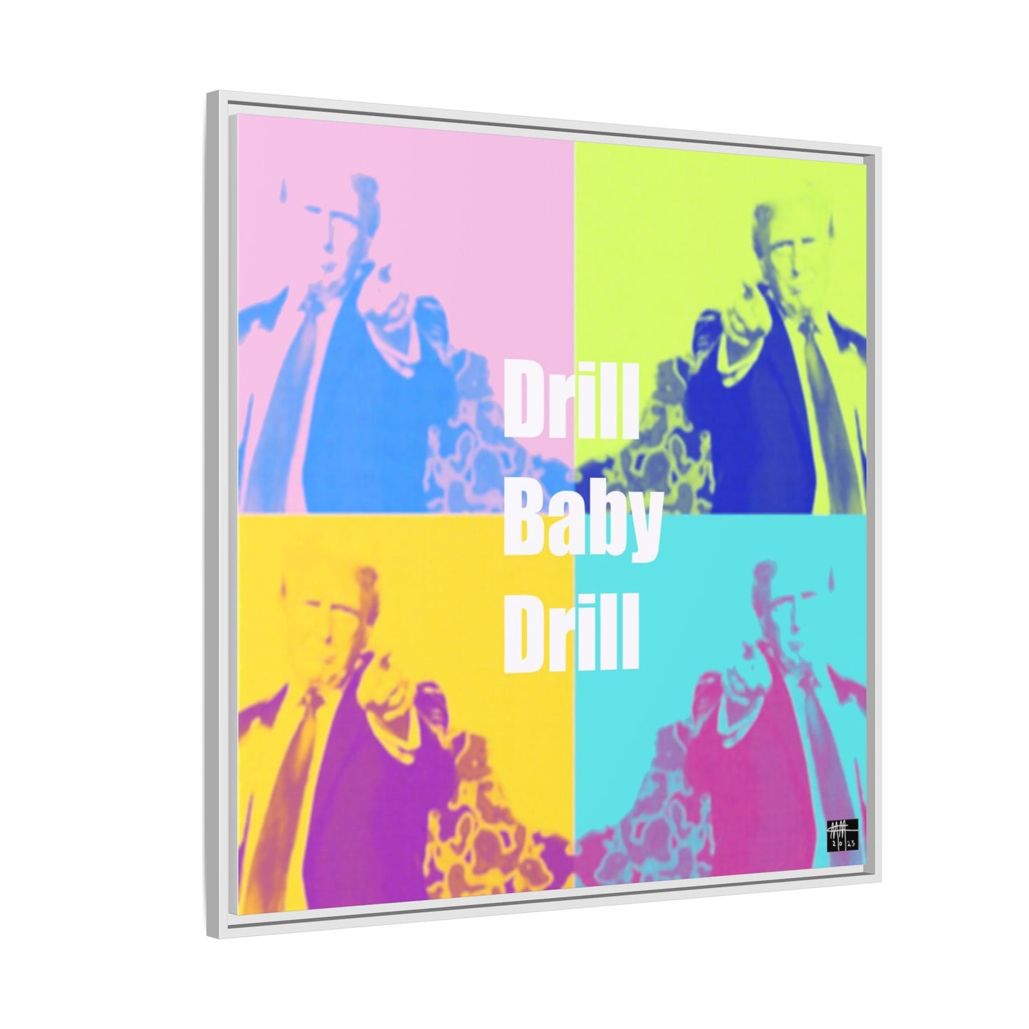 Trump's Inauguration words: 'Drill Baby Drill'  - Framed Canvas