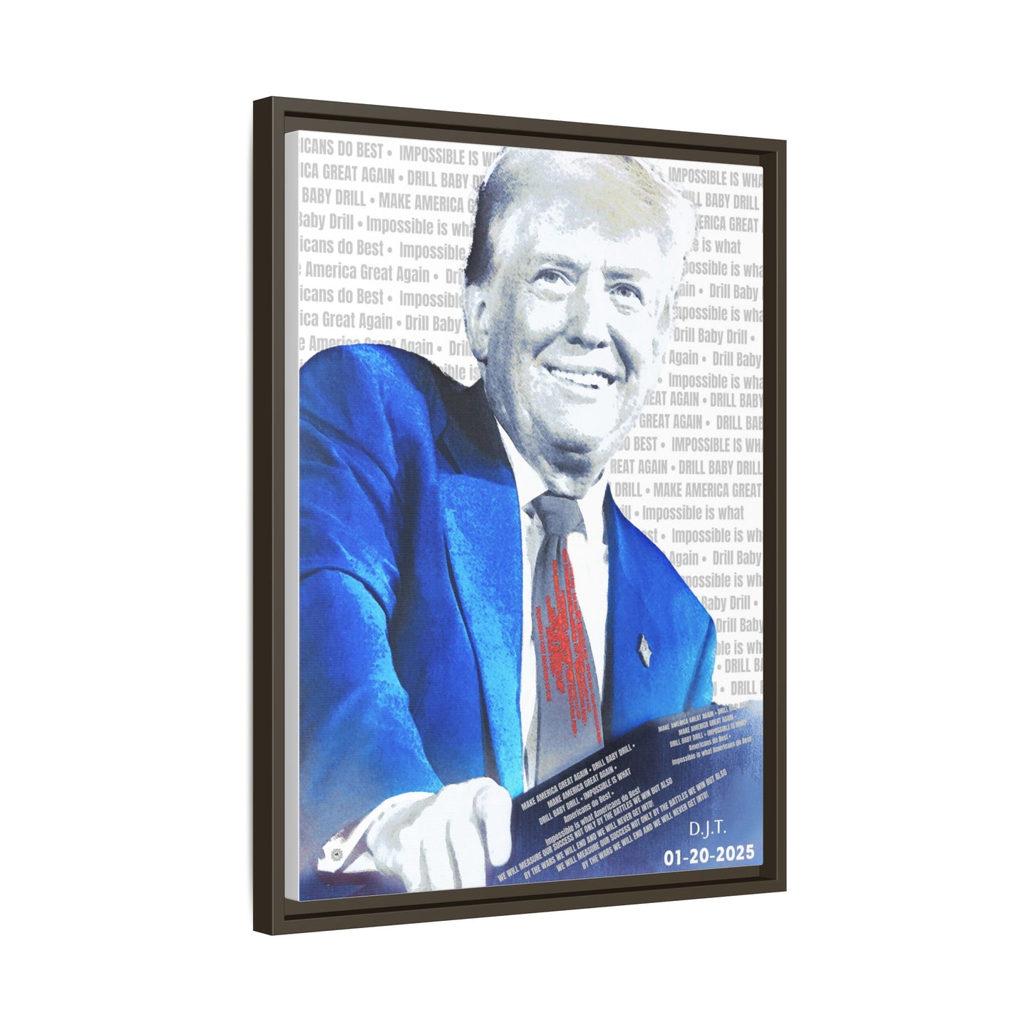 Trump's Inauguration Words 'Impossible is what Americans do Best'  - Framed Canvas