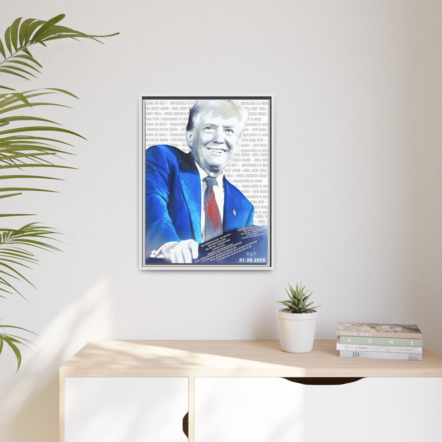 Trump's Inauguration Words 'Impossible is what Americans do Best'  - Framed Canvas