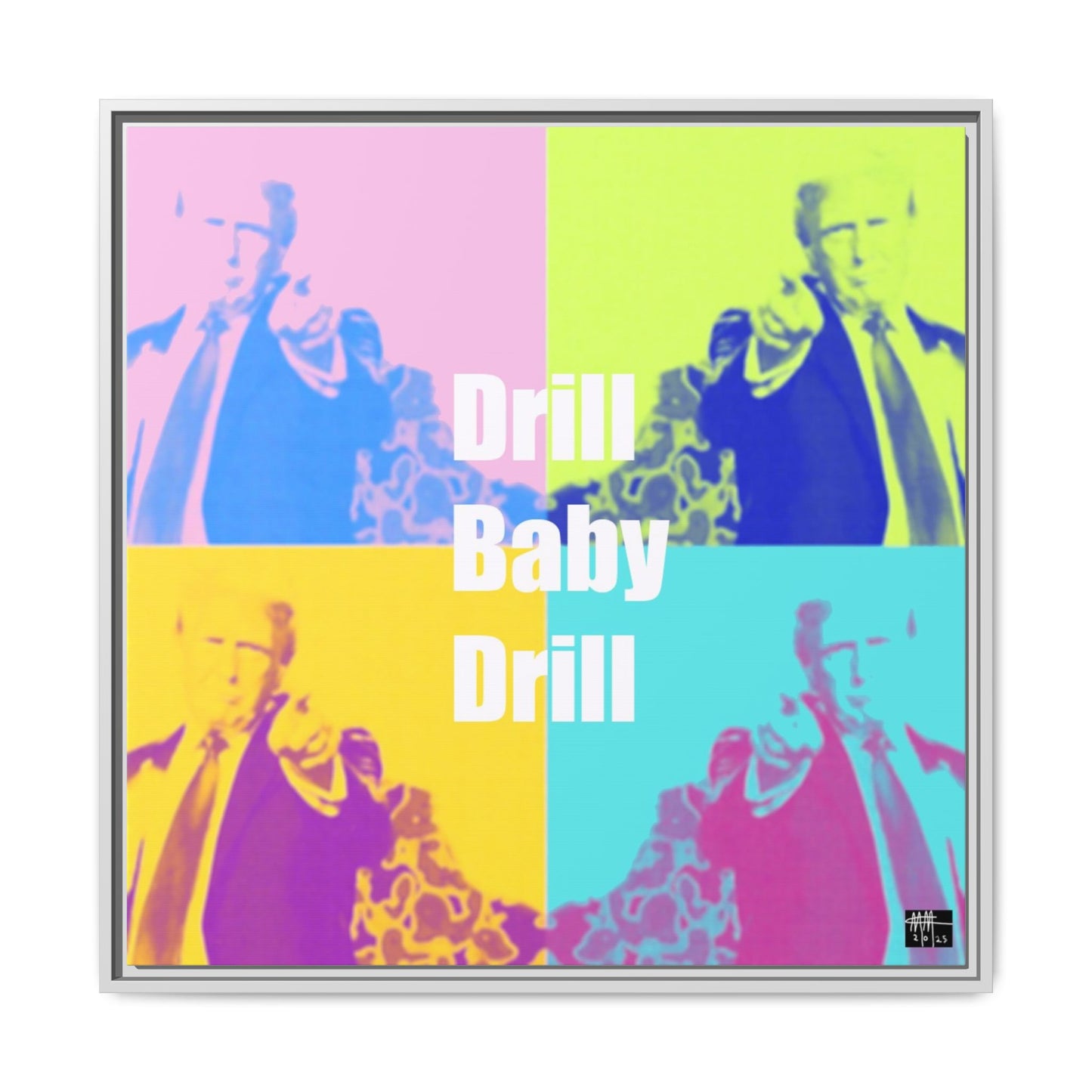 Trump's Inauguration words: 'Drill Baby Drill'  - Framed Canvas