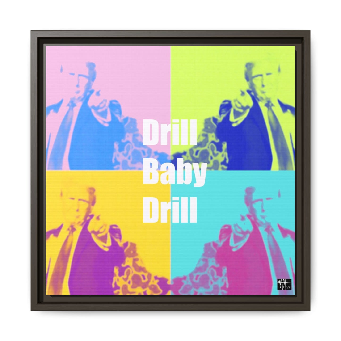 Trump's Inauguration words: 'Drill Baby Drill'  - Framed Canvas