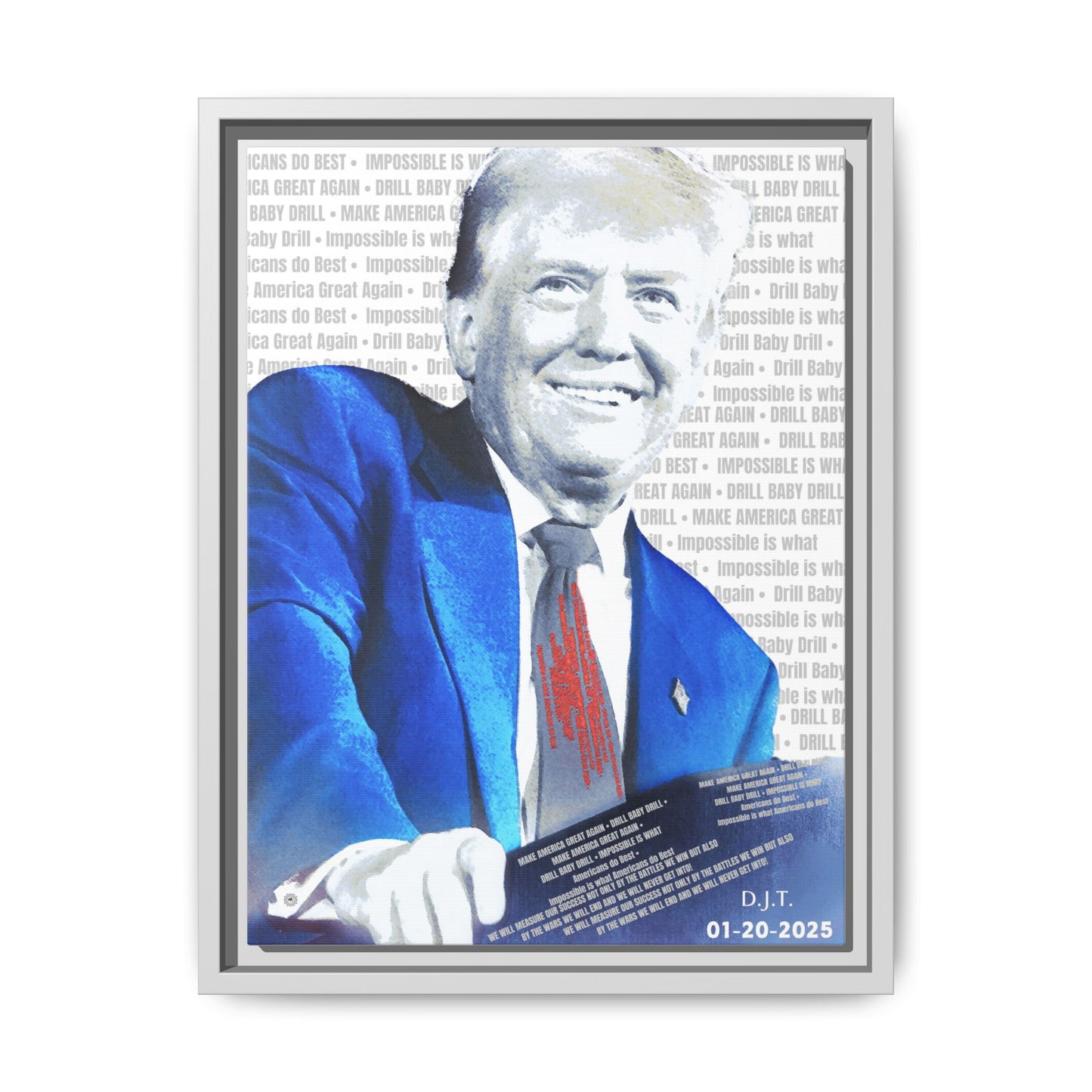 Trump's Inauguration Words 'Impossible is what Americans do Best'  - Framed Canvas