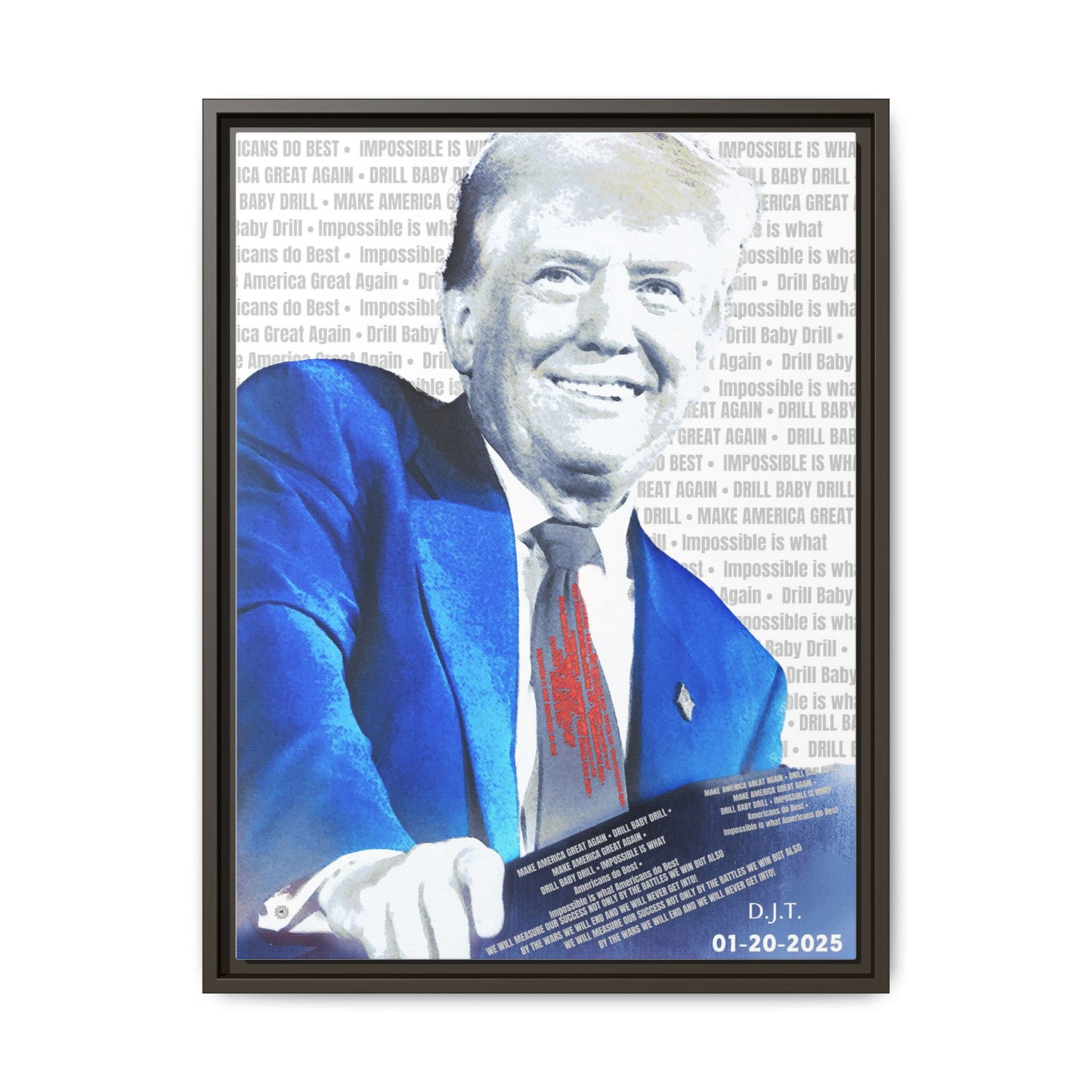 Trump's Inauguration Words 'Impossible is what Americans do Best'  - Framed Canvas