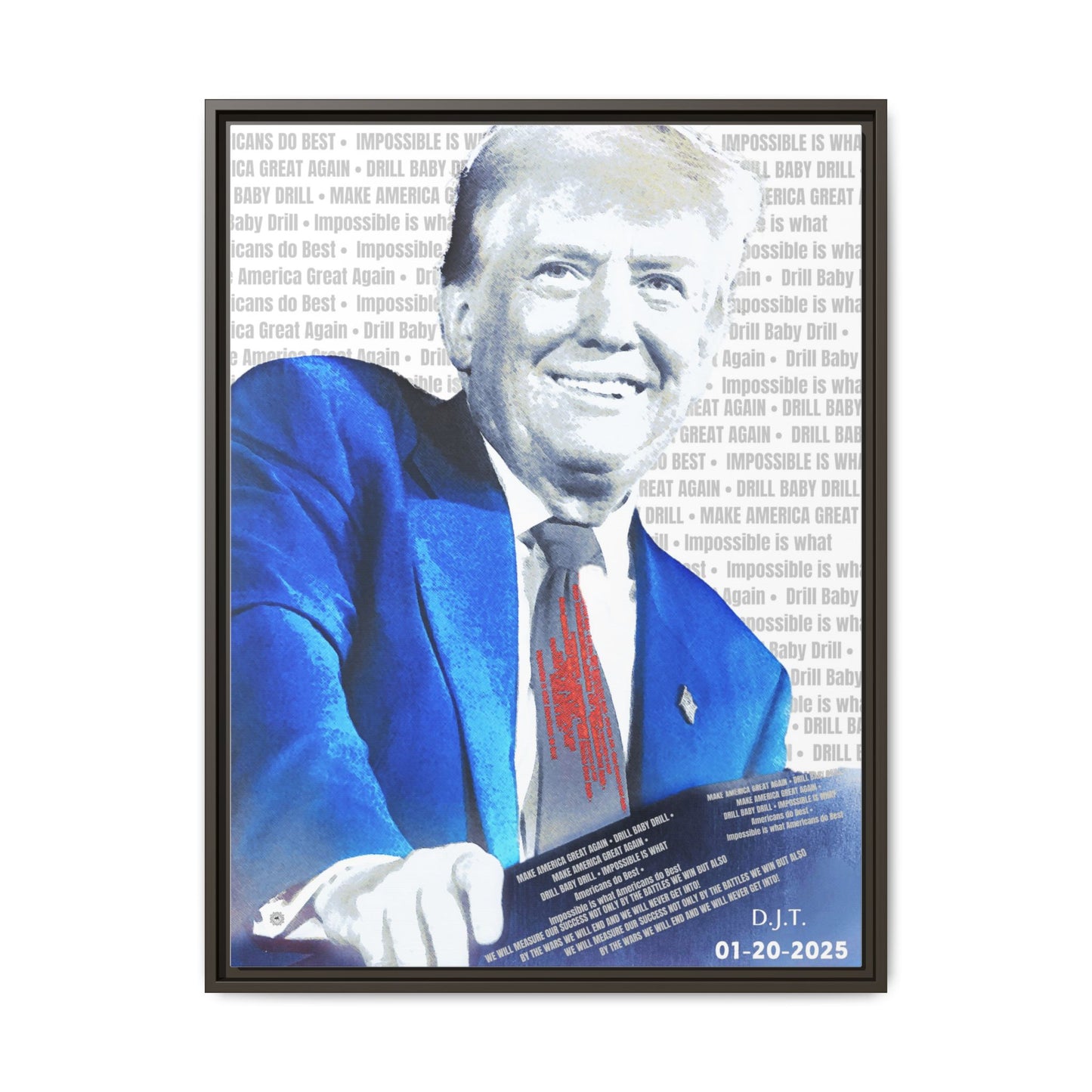 Trump's Inauguration Words 'Impossible is what Americans do Best'  - Framed Canvas