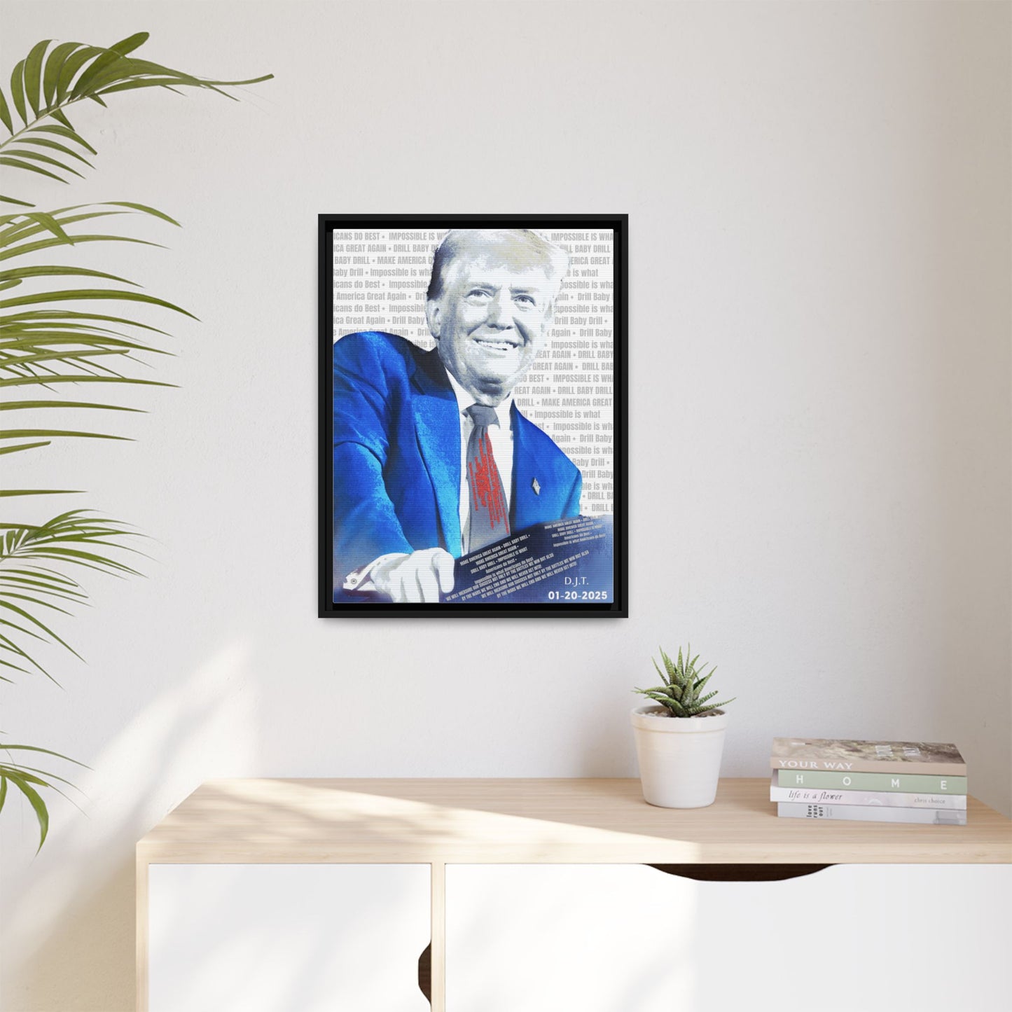 Trump's Inauguration Words 'Impossible is what Americans do Best'  - Framed Canvas