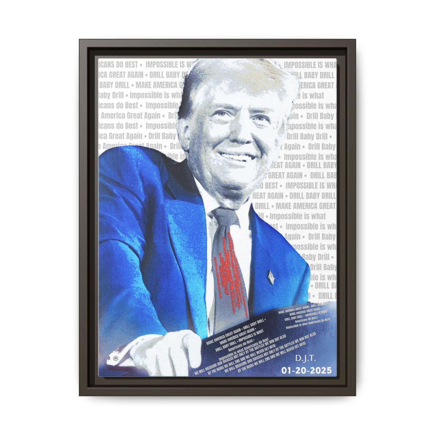 Trump's Inauguration Words 'Impossible is what Americans do Best'  - Framed Canvas